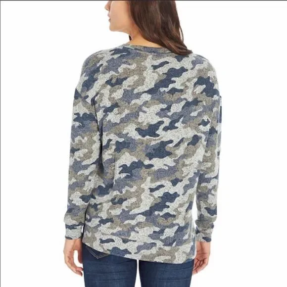 THREE DOTS Ladies Soft and Cozy Tunic - Blue Gray Camo - Picture 3 of 6